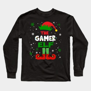 Gamer Elf Christmas Funny Family Pajama Matching Xmas Long Sleeve T-Shirt